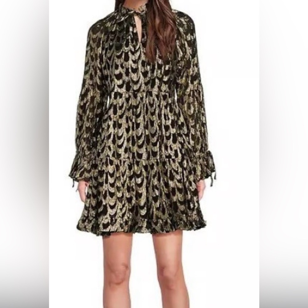 Gibson Latimer Black and Gold Long Sleeve Dress